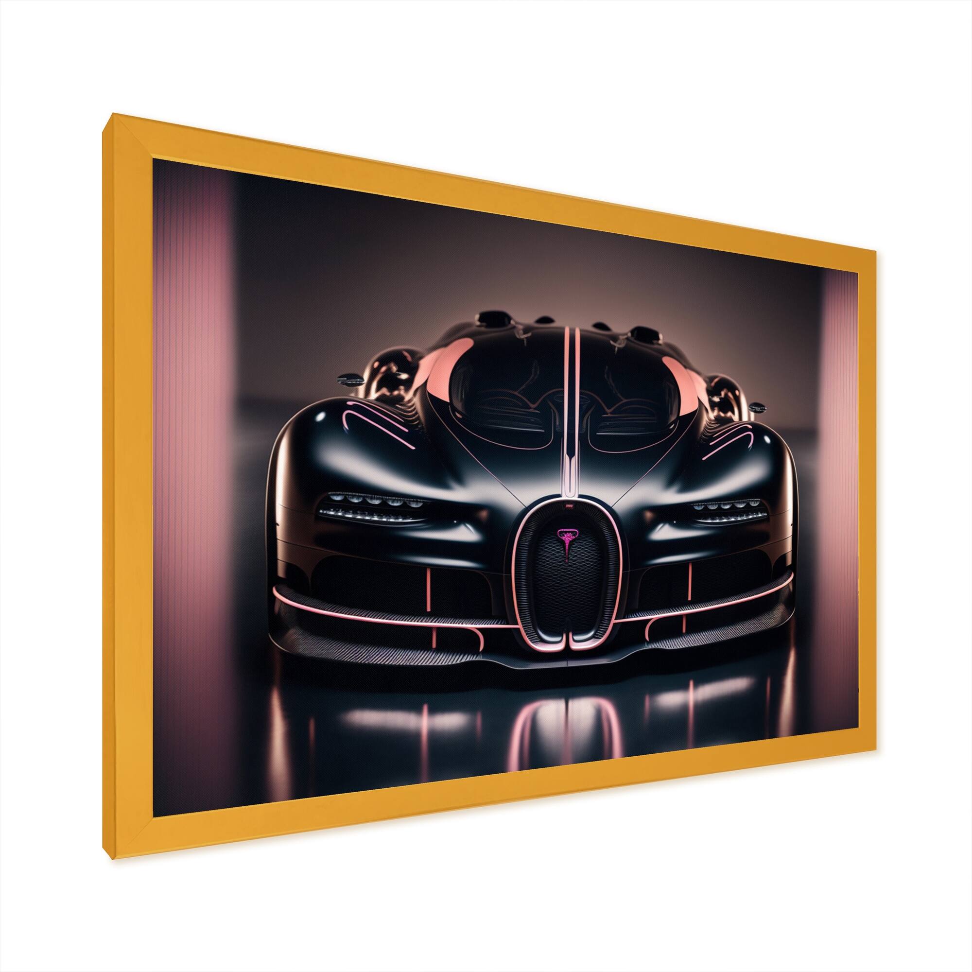 Designart "Futuristic Bugatti Design In Black And Magenta III" Exotic